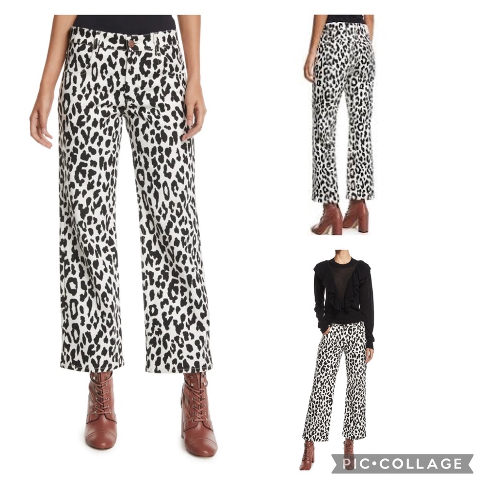 SEE BY CHLOE Mid-Rise Cropped Leopard-Print Jeans